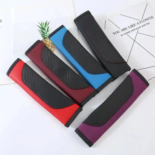 PU Leather Safety Seat Belt Shoulder Cover – Breathable Protective Padding Pads, 2Pcs Car Interior Accessories