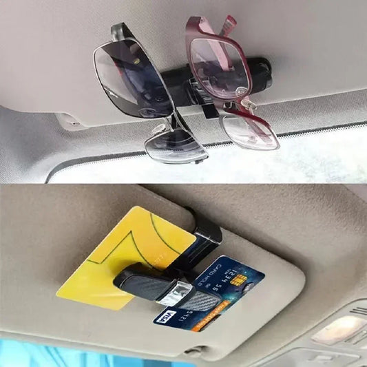 Car Sunglasses & Card Clip – Carbon Fiber Double-Headed Holder