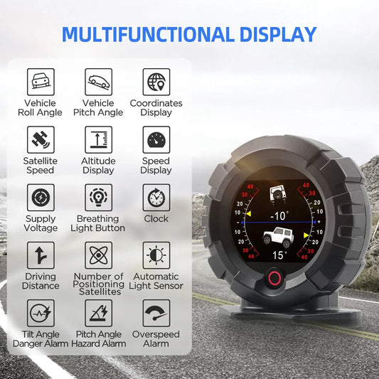 X95 Car GPS Slope Meter – Digital HUD Inclinometer & Speedometer for Off-Road Driving